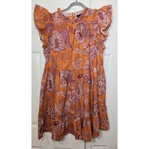 House of Harlow womens xl shift dress rust earthtone whimsigoth wild life pocket